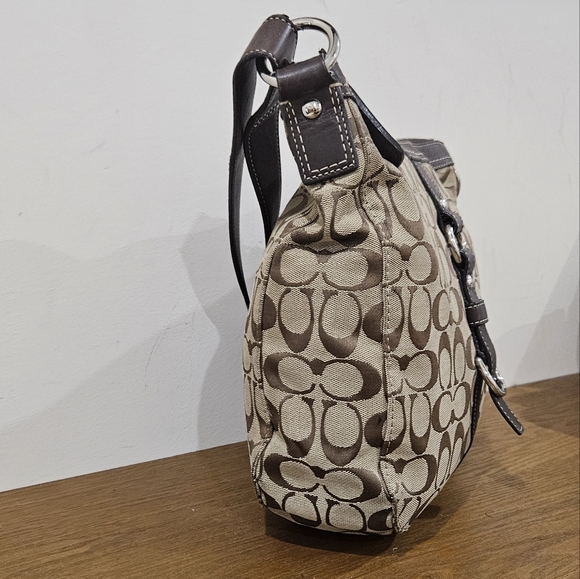 Coach Signature Jacquard Brown/Tan Crossbody/Shoulder Bag - Picture 6 of 12